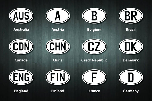 Country Designation Oval Stickers