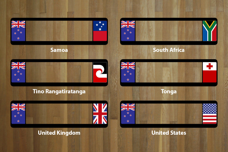 NZW80 Winged Number Plate Surrounds - New Zealand designs