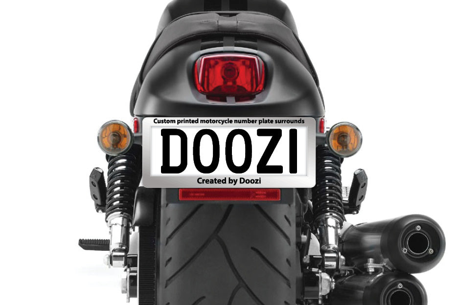 Create your own custom chrome motorcycle number plate surrounds