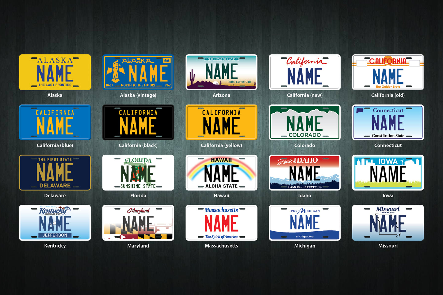 Custom Mini USA State License Plate (choose your text, state, size, material)