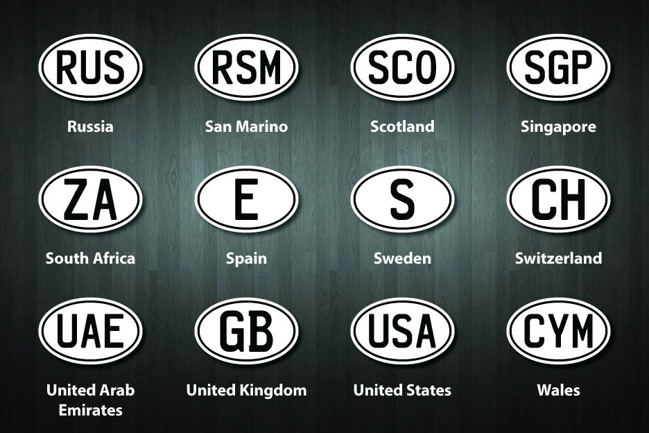 Country Designation Oval Stickers